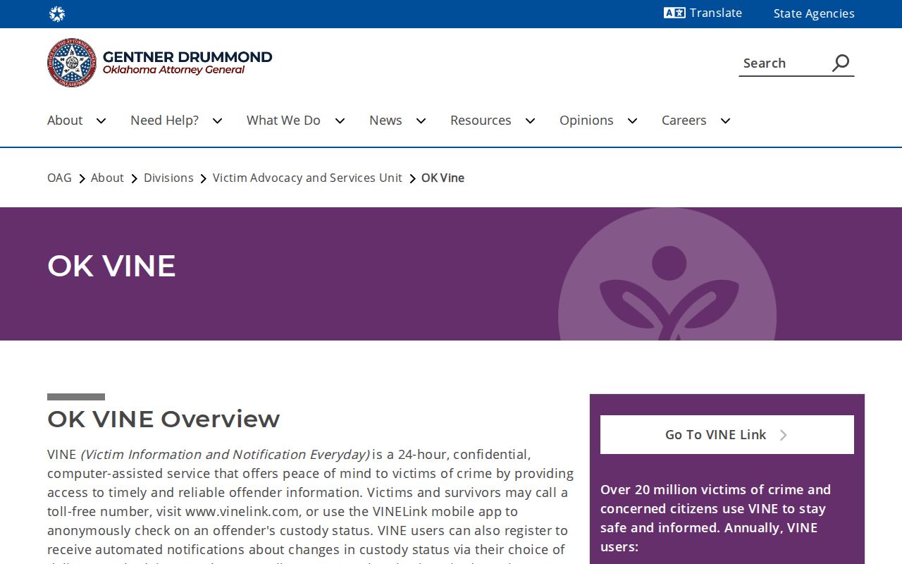 Oklahoma VINE release notifications for McClain County inmates