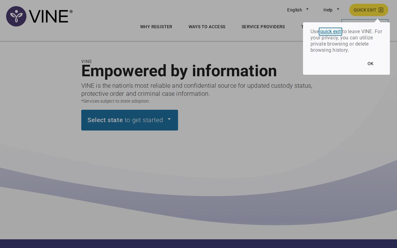 McClain County VINELink release search and notification application